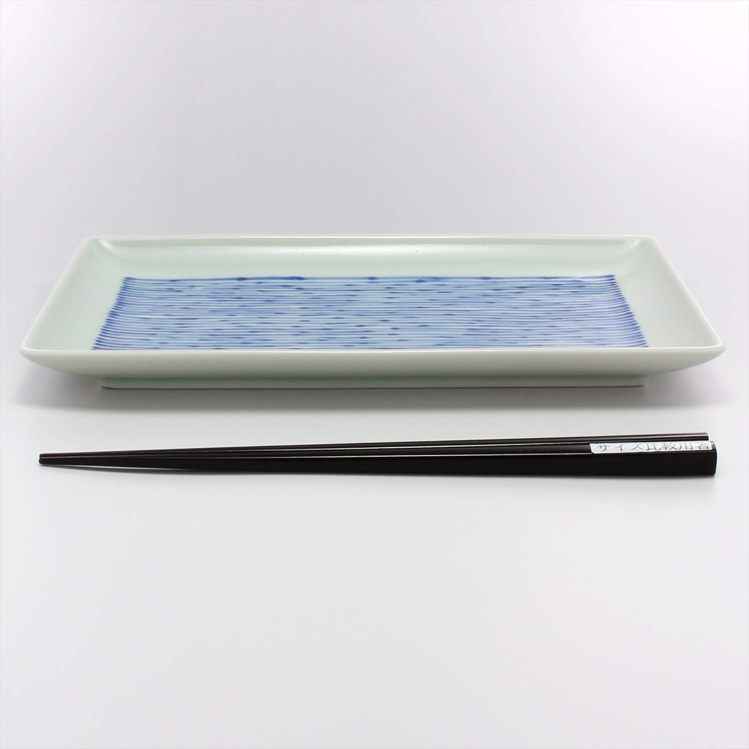 波佐見焼 藍水 長角皿 野ケイトウ